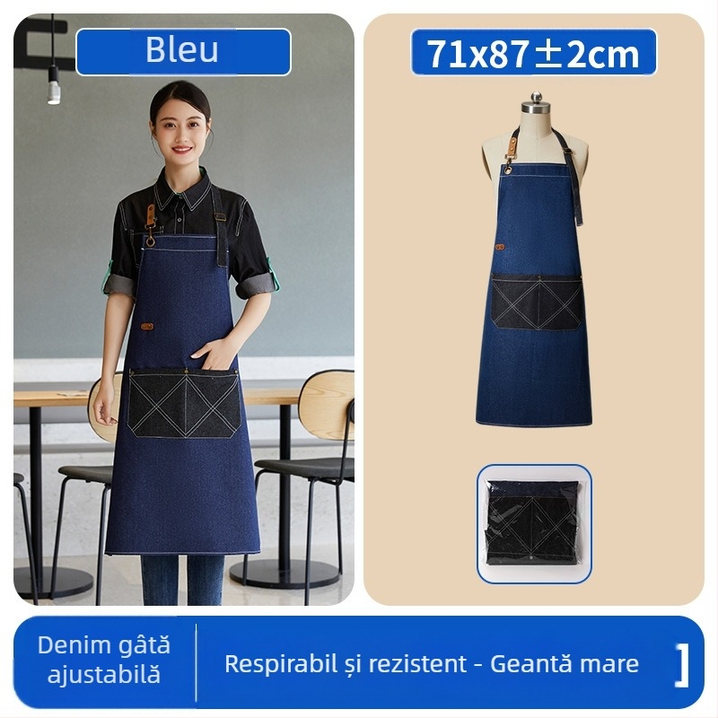 Șorț din poliester fără mâneci, cu imprimare de logo, anti-murdărire, rezistent la uzură, stil modern minimalist pentru bucătărie