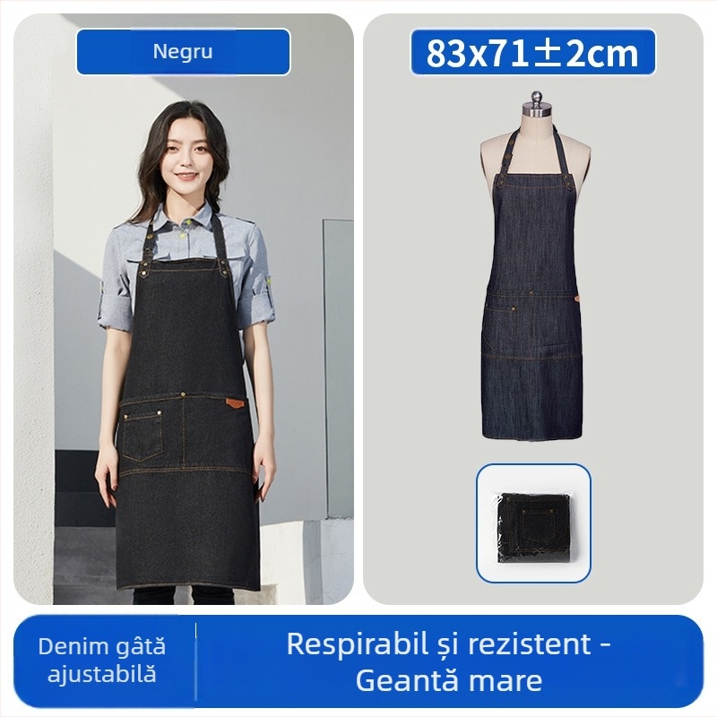 Șorț din poliester fără mâneci, cu imprimare de logo, anti-murdărire, rezistent la uzură, stil modern minimalist pentru bucătărie