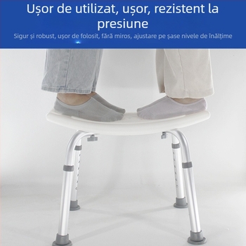 Scaun de baie din aliaj de aluminiu pentru vârstnici, însărcinate și persoane cu handicap, curea antiderapantă cu pernă, scaun de duș în formă de U, greutate netă 1,8 kg
