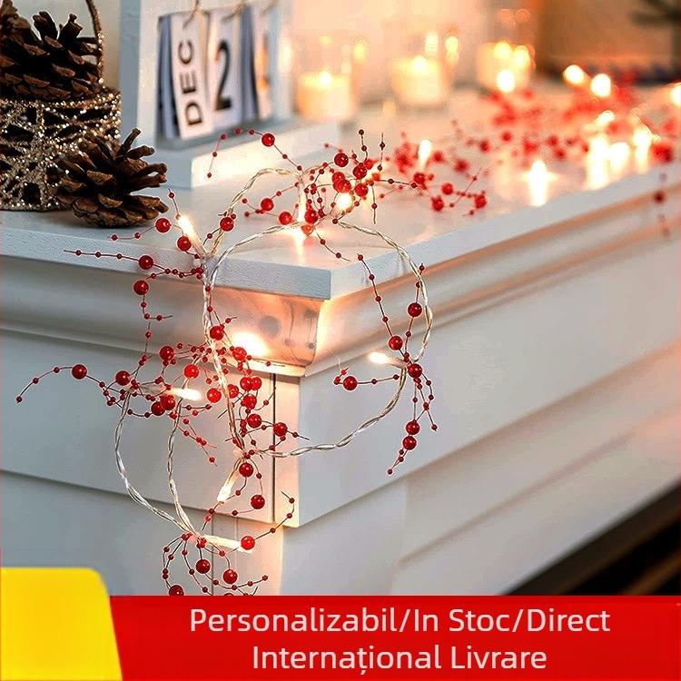 Lumină LED cu mărgele pentru decor de Crăciun în cameră, 20 LEDuri, IP43, alimentare cu baterii, 4,5V, durată de viață 50.000 ore