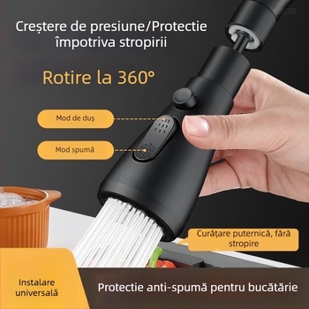 CJ-76 Cap de bucătărie anti-stropire cu extensie universală, montaj în spirală, tip nucleu de ventila ax-rolă, finisaj electroplacat