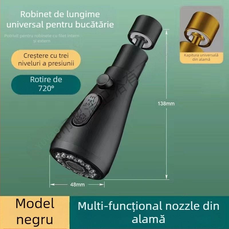 CJ-76 Cap de bucătărie anti-stropire cu extensie universală, montaj în spirală, tip nucleu de ventila ax-rolă, finisaj electroplacat