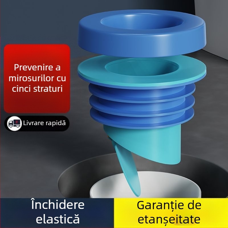 Inel de etanșare a flanșei WC cu supapă de control – anti-reflux, controlul mirosurilor, inel din cauciuc gros, Makin