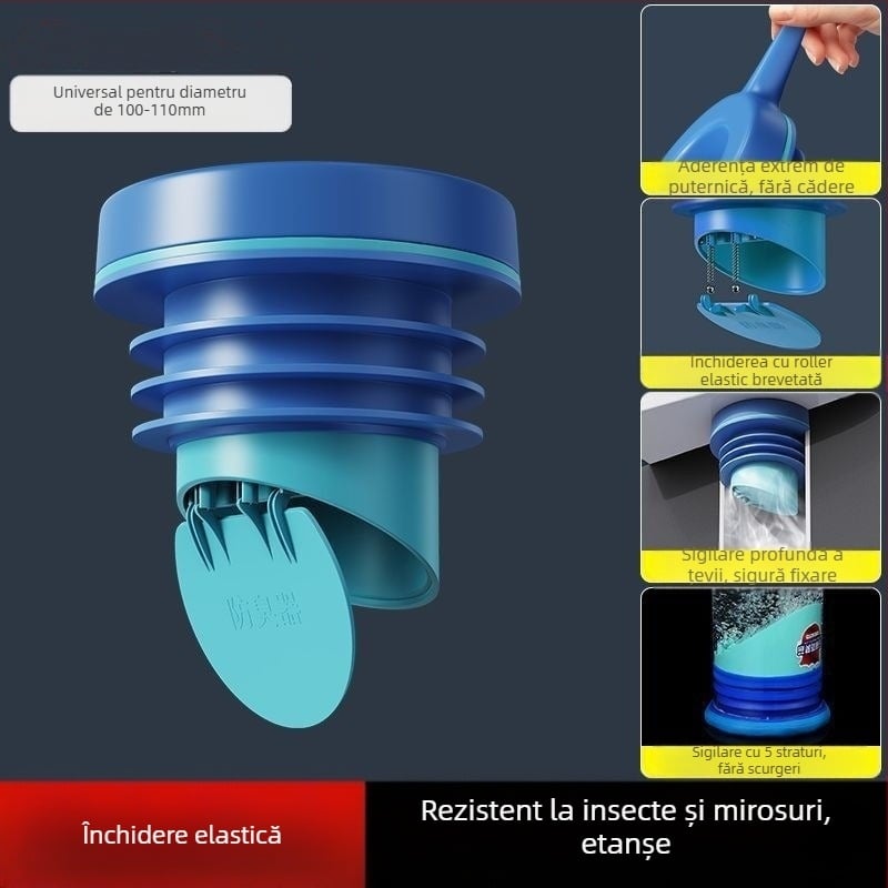 Inel de etanșare a flanșei WC cu supapă de control – anti-reflux, controlul mirosurilor, inel din cauciuc gros, Makin