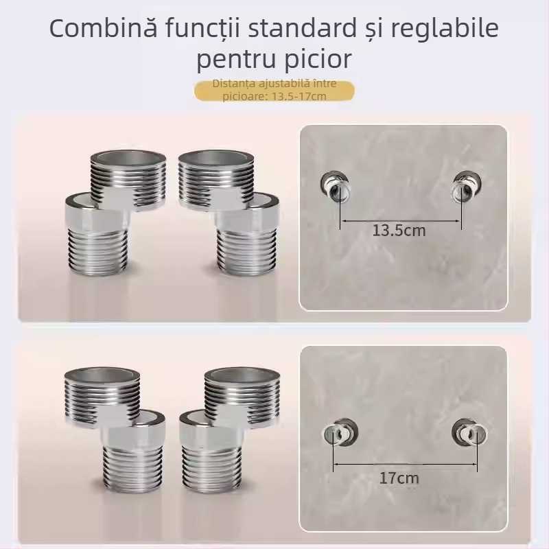 Robinet de duș cu picioare curbate reglabile, telescopice, unghi prelungit, corp din cupru