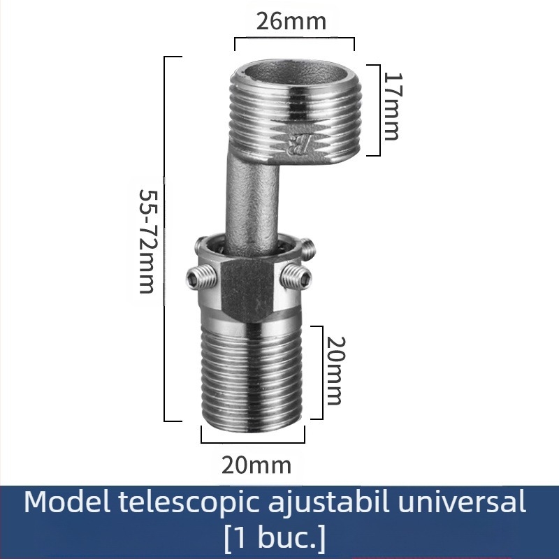 Robinet de duș cu picioare curbate reglabile, telescopice, unghi prelungit, corp din cupru