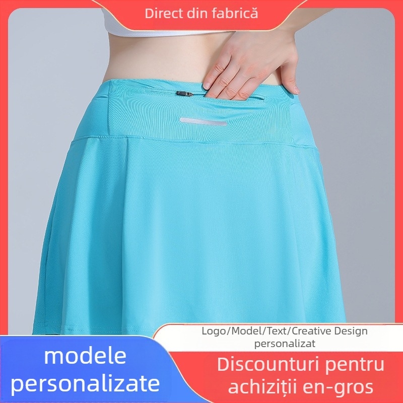 Fustă, culoare solidă, vară, țesătură poliester, potrivită pentru alergare și tenis de masă/badminton.