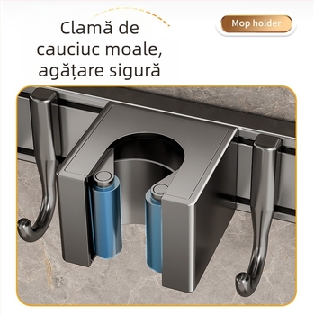Suport pentru mop din aliaj de aluminiu, design modern minimalist; greutate 0,6 kg; tratament: pulverizare plastică + turnare prin injecție