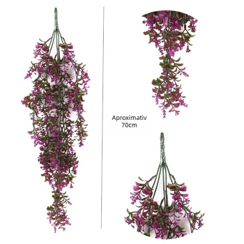 Plantă artificială din ratan pentru agățat pe perete – plantă simulată, flori din plastic, fabricație semi-manuală