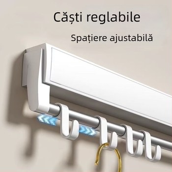 Raft de uscat haine suspendat, cu un singur stâlp, instalare fără găurire, stil minimalist modern, tub ABS+aluminiu