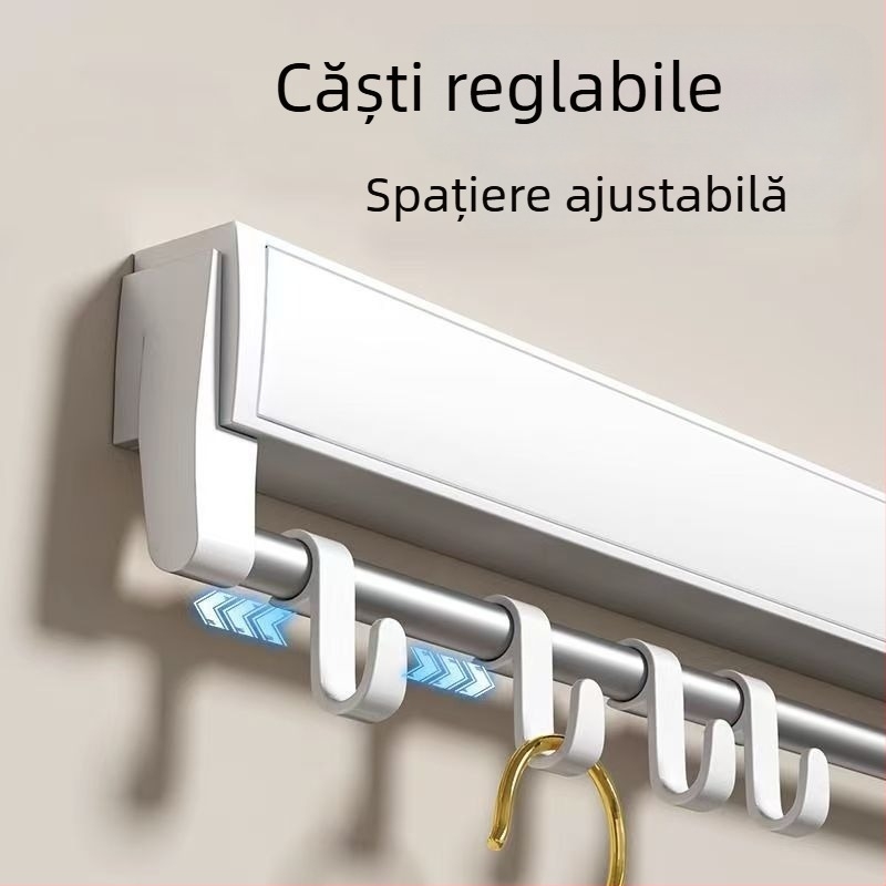Raft de uscat haine suspendat, cu un singur stâlp, instalare fără găurire, stil minimalist modern, tub ABS+aluminiu