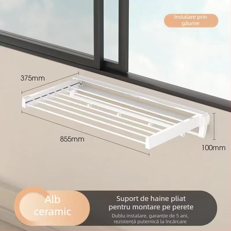 Raft de uscat haine suspendat, cu un singur stâlp, instalare fără găurire, stil minimalist modern, tub ABS+aluminiu