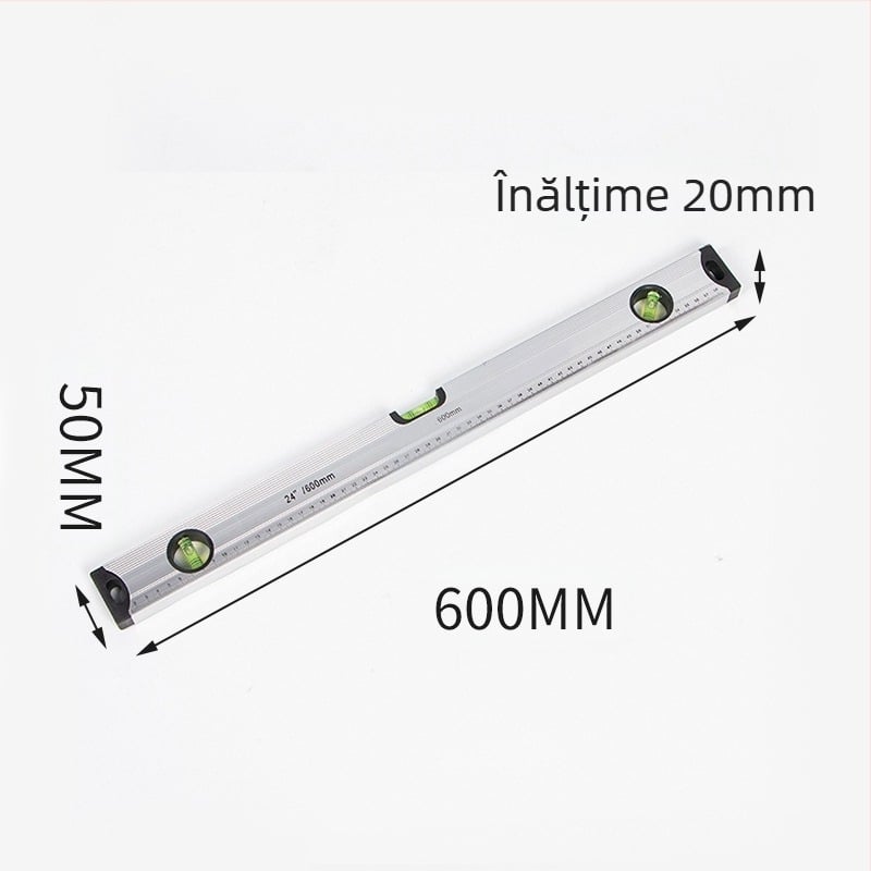Riglă cu nivel magnetic de înaltă precizie, corp din aliaj de aluminiu, construcție solidă, magnet puternic și nivel încorporat.