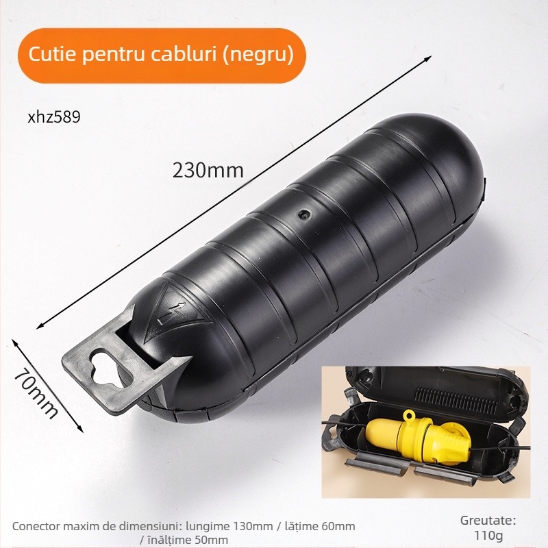 Cutie de conexiune cablu exterior, etanșă, cu o intrare și o ieșire, din plastic, rezistență înaltă