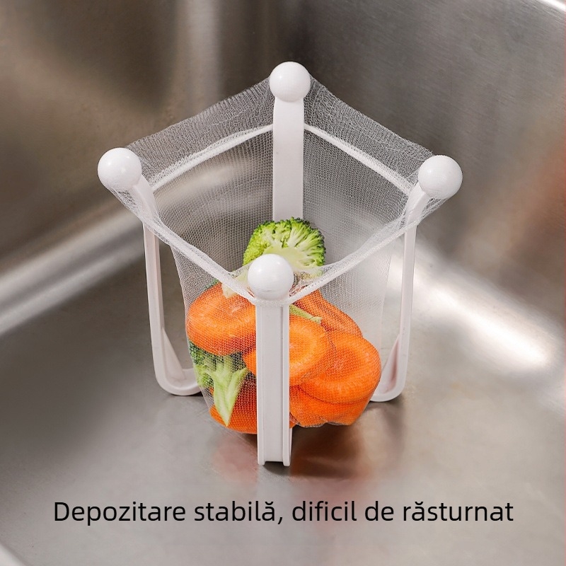 Filtru din oțel inoxidabil pentru chiuvetă cu raft de depozitare și coș de scurgere încorporat — organizator de bucătărie