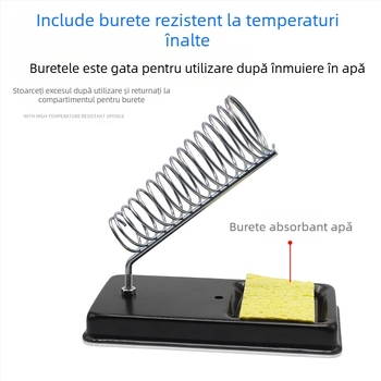 Suport pentru fier de lipit, din metal, cu cadru în formă de V, multifuncțional, raft pentru burete