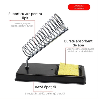Suport pentru fier de lipit, din metal, cu cadru în formă de V, multifuncțional, raft pentru burete