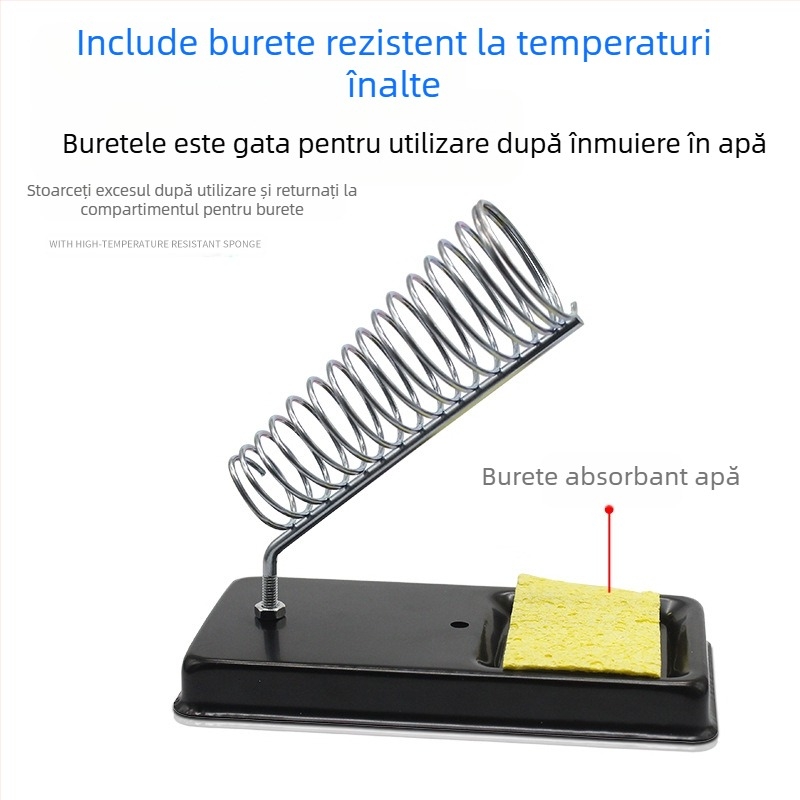 Suport pentru fier de lipit, din metal, cu cadru în formă de V, multifuncțional, raft pentru burete