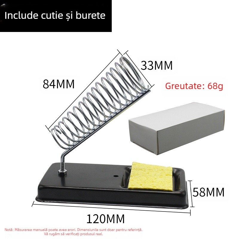 Suport pentru fier de lipit, din metal, cu cadru în formă de V, multifuncțional, raft pentru burete