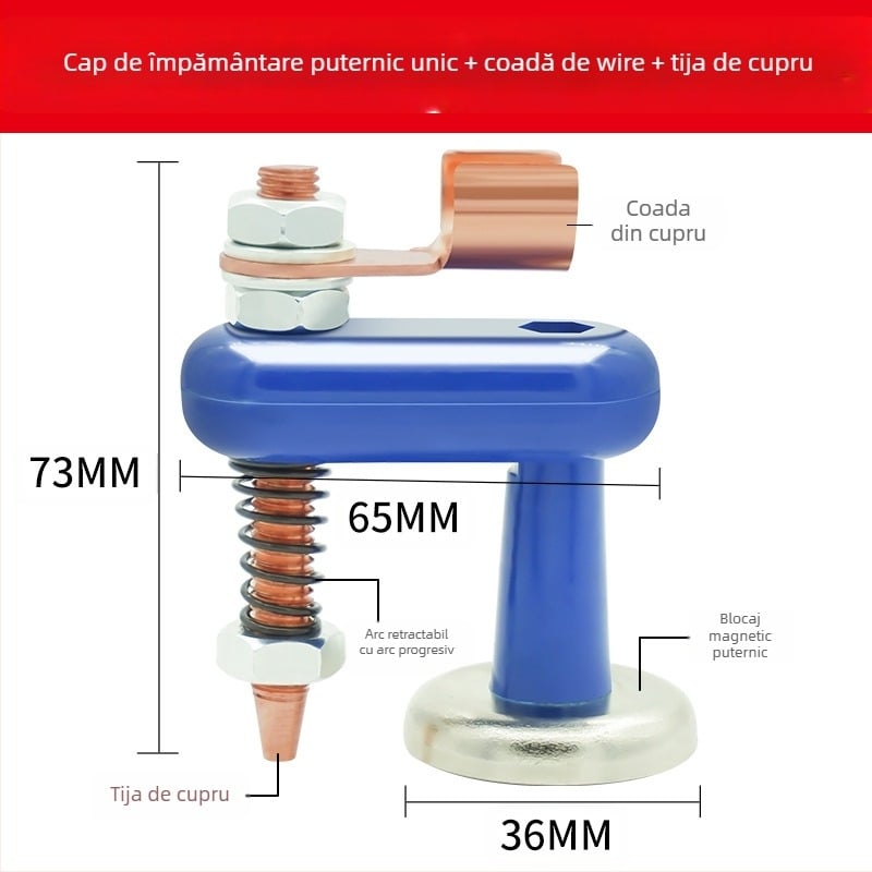 Asistent pentru sudură: clemă magnetică de împământare puternică cu vârf de fier fix