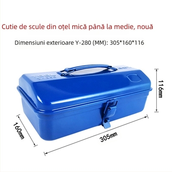 Cutie metalică pentru unelte Y-280, cutie portabilă din oțel, corp din oțel laminat la rece, capacitate de încărcare 10 kg