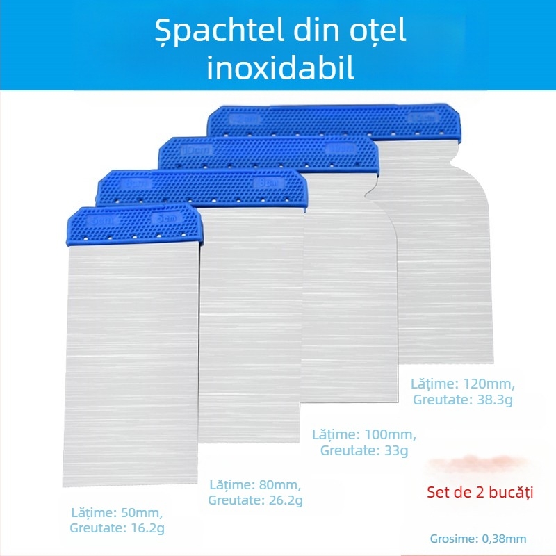Cuțit de glet din oțel inoxidabil și racletă pentru retușuri de vopsea auto