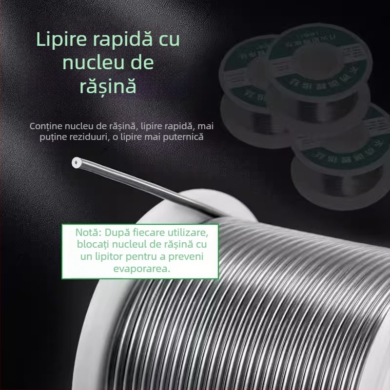 Fier de lipit din oțel inoxidabil cu nucleu de flux, conținut de flux 2.2, temperatură de lucru 280°C, pentru sudură de oțel inoxidabil și baterii Li-ion