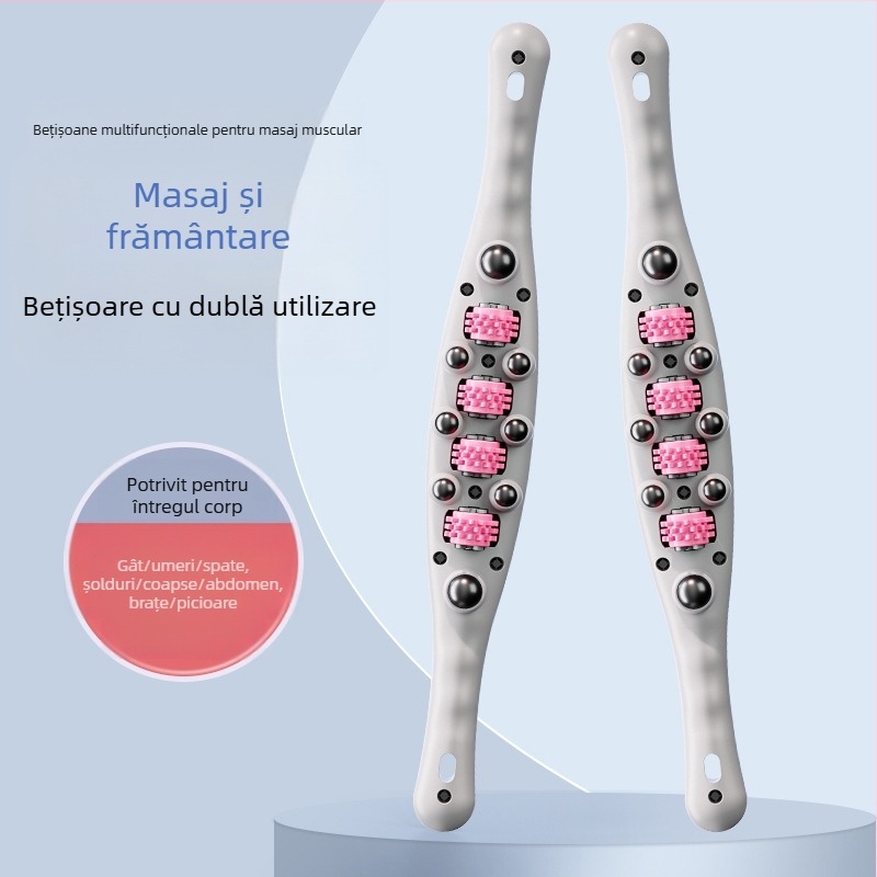 Masajor pentru întreg corpul cu bile, dispozitiv de slăbire, tijă de frământare a abdomenului, acoperă talia, spatele, picioarele, umerii și gâtul, perie meridiană; lansat vara 2024; Brand: Other