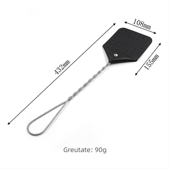 Muște piele cu mâner lung – piele PU durabilă, plasă din piele, dispozitiv manual pentru insecte: țânțari, muște, gândaci, termite