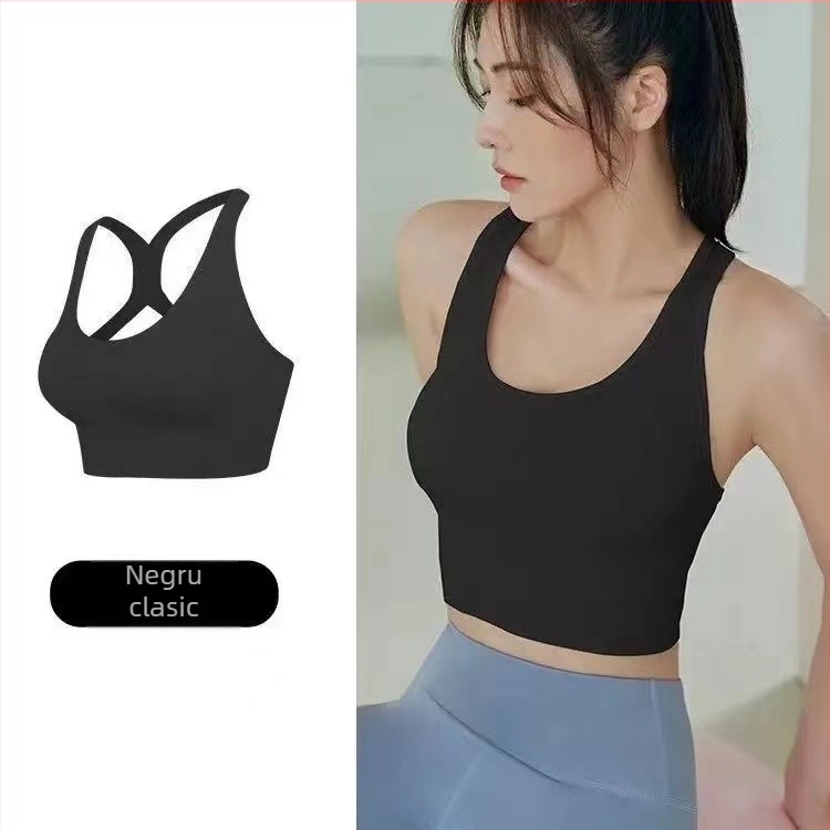 Top sport din nylon pentru torace, fără bretele, cupă 3/4, model mediu, respirant și cu absorbție de transpirație, pentru femei