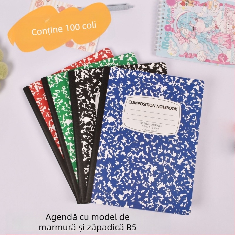 Caiet cu cusătură, copertă moale, hârtie offset dublă, 55 g, 100-200 pagini