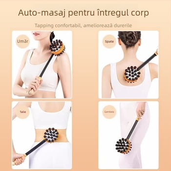 Cioc masaj cu pernă de aer, corp din lemn și capete de masaj din silicon — control mecanic, viteză variabilă, pentru cap, gât, spate, talie, șolduri, picioare și tălpi