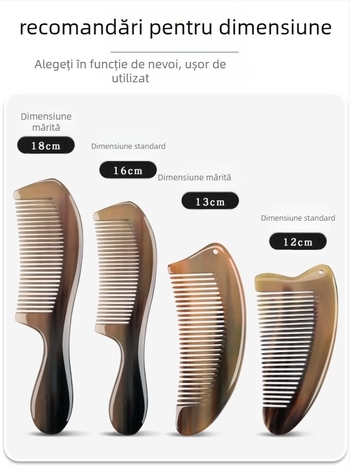 Pieptene din corn natural, cu pernă de aer, pentru păr lung — masaj la scalp meridian
