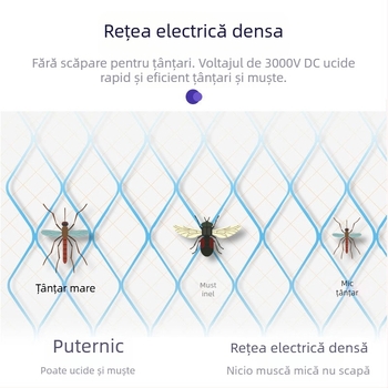 Dispozitiv electric pentru țânțari cu lampă UV, plasă din aluminiu, acoperire până la 10㎡, carcasă ABS, ucidere electrică manuală