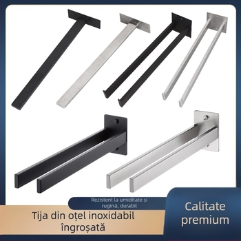 Raft pentru prosoape din oțel inoxidabil, montat pe perete, fără găuri, dintr-un singur strat, capacitate de încărcare 10 kg, finisaj suprafață: vopsire la cuptor / placare electrolitică / argintiu