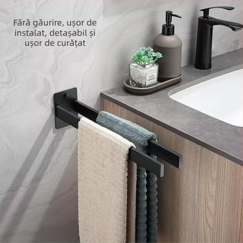 Raft pentru prosoape din oțel inoxidabil, montat pe perete, fără găuri, dintr-un singur strat, capacitate de încărcare 10 kg, finisaj suprafață: vopsire la cuptor / placare electrolitică / argintiu