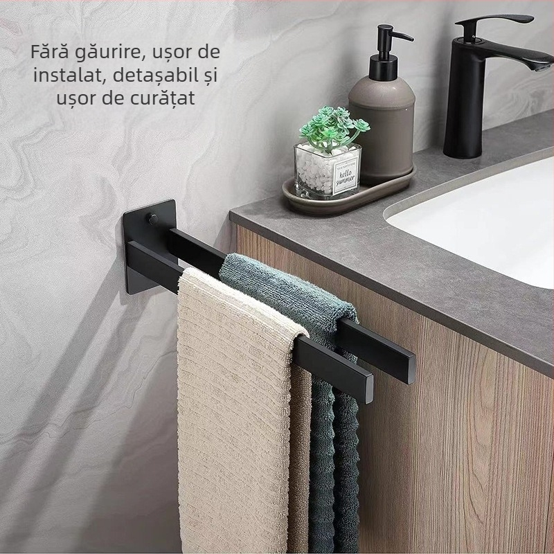 Raft pentru prosoape din oțel inoxidabil, montat pe perete, fără găuri, dintr-un singur strat, capacitate de încărcare 10 kg, finisaj suprafață: vopsire la cuptor / placare electrolitică / argintiu