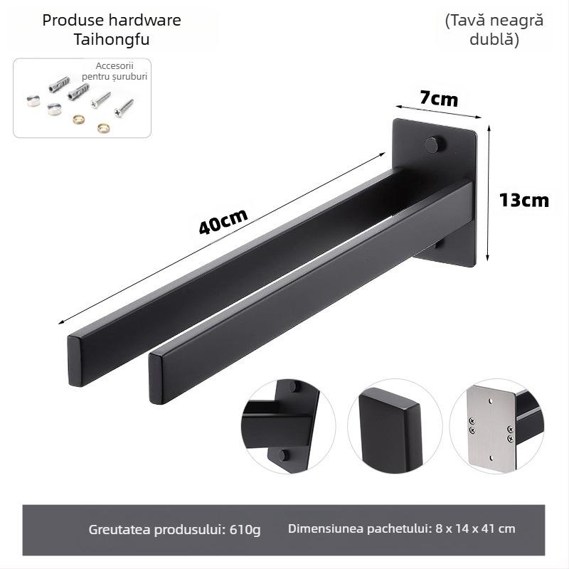 Raft pentru prosoape din oțel inoxidabil, montat pe perete, fără găuri, dintr-un singur strat, capacitate de încărcare 10 kg, finisaj suprafață: vopsire la cuptor / placare electrolitică / argintiu