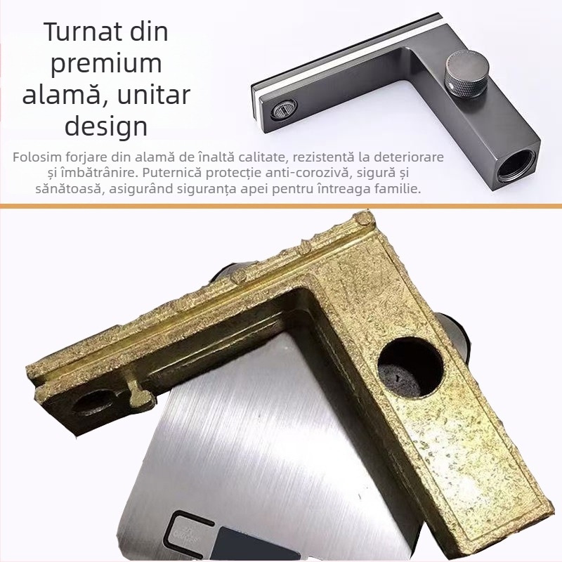 Robinet de chiuvetă cu iluminare ambientală și afișaj digital inteligent, corp din cupru, robinet cu disc ceramic, 1–90°C