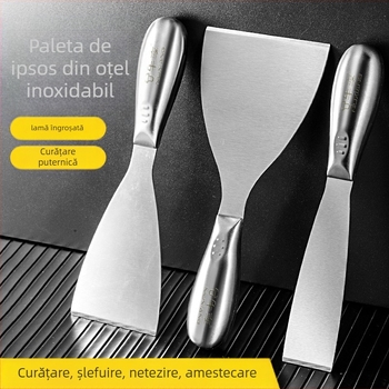 Cuțit-spărgător pentru chit din oțel inoxidabil, corp monobloc, lamă tip sabie, pentru răzuirea vopselei de pe suprafețe plane ale pereților