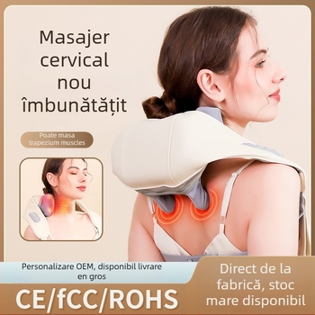 Masaj cervical pentru întregul corp, terapie infraroșu, 6 capete de masaj, model FZ-666, reîncărcabil, temporizator, control prin cablu, 3 viteze