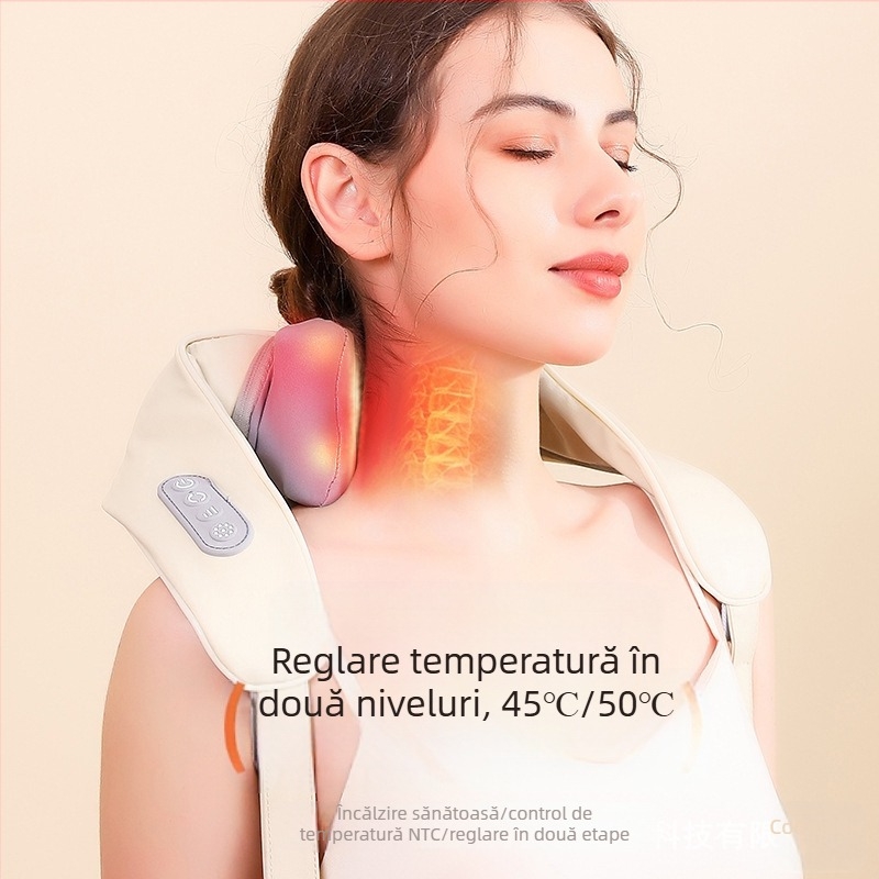 Masaj cervical pentru întregul corp, terapie infraroșu, 6 capete de masaj, model FZ-666, reîncărcabil, temporizator, control prin cablu, 3 viteze