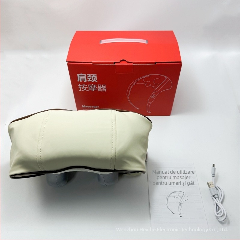 Masaj cervical pentru întregul corp, terapie infraroșu, 6 capete de masaj, model FZ-666, reîncărcabil, temporizator, control prin cablu, 3 viteze