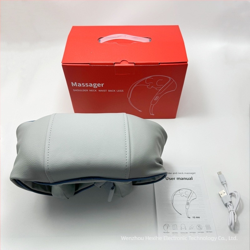 Masaj cervical pentru întregul corp, terapie infraroșu, 6 capete de masaj, model FZ-666, reîncărcabil, temporizator, control prin cablu, 3 viteze