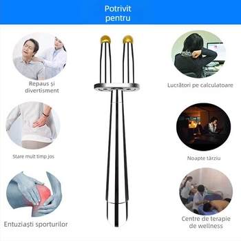 Bețișor magnetic de masaj pentru terapie prin meridiane — oțel inoxidabil, cap de masaj rotund, formă de furcă, aplicare la gât, control de viteză fără trepte