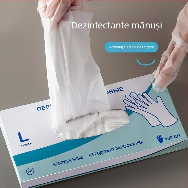 Mănuși de unică folosință, din TPE, cu grosime sporită, pentru catering și bucătărie, antiderapante, cu logo imprimat