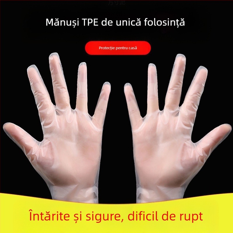 Mănuși de unică folosință, din TPE, cu grosime sporită, pentru catering și bucătărie, antiderapante, cu logo imprimat