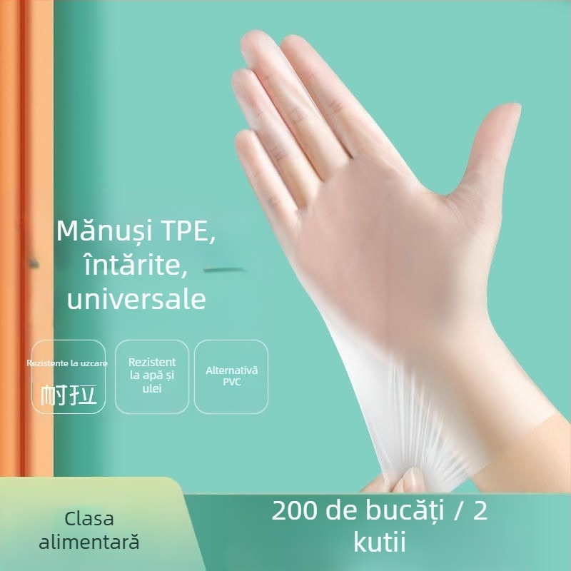 Mănuși de unică folosință, din TPE, cu grosime sporită, pentru catering și bucătărie, antiderapante, cu logo imprimat