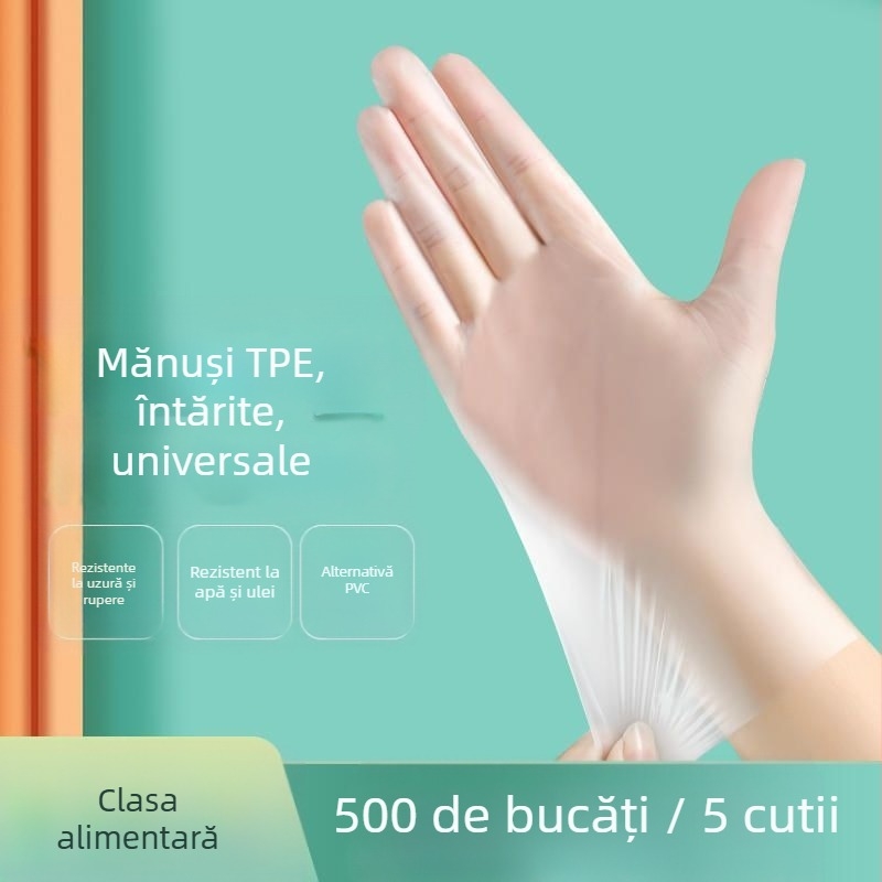 Mănuși de unică folosință, din TPE, cu grosime sporită, pentru catering și bucătărie, antiderapante, cu logo imprimat