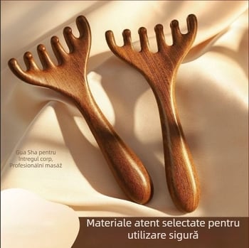 Pieptene de masaj din lemn de santal pentru cap, față și scalp – masaj meridian